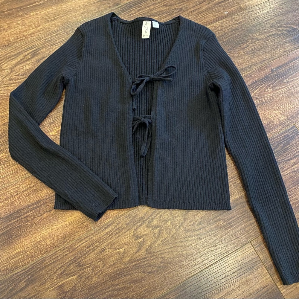Joie tie front sweater black knit